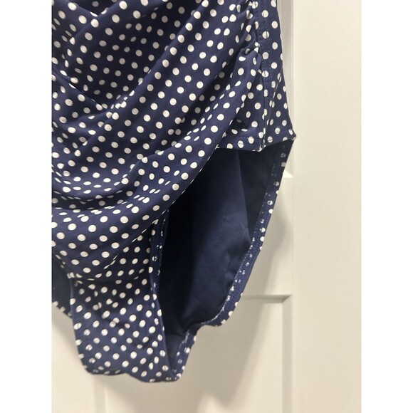NipTuck Navy Blue And White Polka Dot Size 4 Bathing Suit Cruise Beach Retro - Picture 3 of 8